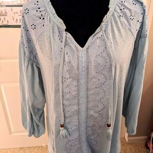 Light Blue Peasant Top- Lane Bryant Sz 22/24